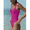 image:imageLASLULU Women One Piece Swimsuit Cutout Tie Push Up Bathing Suit Slimming Sexy Swim Suits with Padded Adjustable StrapsRose
