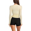image:imageLASLULU Womens Long Sleeve Tie Front Wrap Tops Yoga Shrugs Long CardiganBeige
