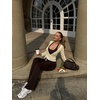 image:imageLASLULU Womens Long Sleeve Tie Front Wrap Tops Yoga Shrugs Long CardiganBeige