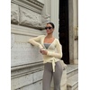 image:imageLASLULU Womens Long Sleeve Tie Front Wrap Tops Yoga Shrugs Long CardiganBeige