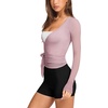 image:imageLASLULU Womens Long Sleeve Tie Front Wrap Tops Yoga Shrugs Long CardiganBlush Pink