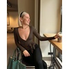 image:imageLASLULU Womens Long Sleeve Tie Front Wrap Tops Yoga Shrugs Long CardiganCoffee