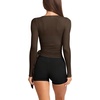 image:imageLASLULU Womens Long Sleeve Tie Front Wrap Tops Yoga Shrugs Long CardiganCoffee