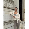 image:imageLASLULU Womens Long Sleeve Tie Front Wrap Tops Yoga Shrugs Long CardiganWhite