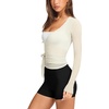 image:imageLASLULU Womens Long Sleeve Tie Front Wrap Tops Yoga Shrugs Long CardiganWhite