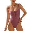image:imageLASLULU Women One Piece Swimsuit Cutout Tie Push Up Bathing Suit Slimming Sexy Swim Suits with Padded Adjustable StrapsDusty Rose