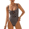 image:imageLASLULU Women One Piece Swimsuit Cutout Tie Push Up Bathing Suit Slimming Sexy Swim Suits with Padded Adjustable StrapsPolka Dots