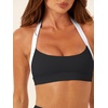image:imageLASLULU Womens Halter Sports Bras Scoop Neck Workout Tops Padded BacklessBlack White