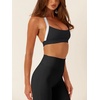image:imageLASLULU Womens Halter Sports Bras Scoop Neck Workout Tops Padded BacklessBlack White