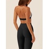 image:imageLASLULU Womens Halter Sports Bras Scoop Neck Workout Tops Padded BacklessBlack White