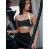 image:imageLASLULU Womens Halter Sports Bras Scoop Neck Workout Tops Padded BacklessBlack White