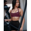 image:imageLASLULU Womens Halter Sports Bras Scoop Neck Workout Tops Padded BacklessBurgundy