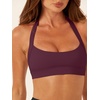 image:imageLASLULU Womens Halter Sports Bras Scoop Neck Workout Tops Padded BacklessBurgundy