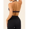 image:imageLASLULU Womens Halter Sports Bras Scoop Neck Workout Tops Padded BacklessEspresso