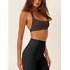 image:imageLASLULU Womens Halter Sports Bras Scoop Neck Workout Tops Padded BacklessEspresso