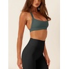 image:imageLASLULU Womens Halter Sports Bras Scoop Neck Workout Tops Padded BacklessForest Green