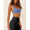 image:imageLASLULU Womens Halter Sports Bras Scoop Neck Workout Tops Padded BacklessSky Blue