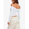 image:imageLASLULU Womens Sexy Off The Shoulder Long Sleeve Strapless Workout Crop TopWhite
