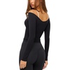 image:imageLASLULU Womens V Neck Long Sleeve Workout Tops Cross Wrap Off ShoulderBlack
