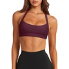 image:imageLASLULU Womens Halter Sports Bras Scoop Neck Workout Tops Padded BacklessBurgundy