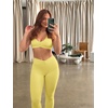 image:imageLASLULU Womens Sexy Sports Bra Padded Strappy Back Gym Bra Adjustable  Cute Halter Criss Cross Back Micro Sport BraRuched DecorLow ImpactAthletic Activewear Topsfor Workout Yoga Pilates GymLemon Yellow