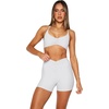 image:imageLASLULU Womens Sexy Sports Bra Padded Strappy Back Gym Bra Adjustable  Cute Halter Criss Cross Back Micro Sport BraRuched DecorLow ImpactAthletic Activewear Topsfor Workout Yoga Pilates GymWhite