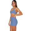 image:imageLASLULU Womens Sexy Sports Bra Padded Strappy Back Gym Bra Adjustable  Cute Halter Criss Cross Back Micro Sport BraRuched DecorLow ImpactAthletic Activewear Topsfor Workout Yoga Pilates GymSky Blue