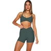 image:imageLASLULU Womens Sexy Sports Bra Padded Strappy Back Gym Bra Adjustable  Cute Halter Criss Cross Back Micro Sport BraRuched DecorLow ImpactAthletic Activewear Topsfor Workout Yoga Pilates GymForest Green