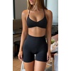 image:imageLASLULU Womens Sexy Sports Bra Padded Strappy Back Gym Bra Adjustable  Cute Halter Criss Cross Back Micro Sport BraRuched DecorLow ImpactAthletic Activewear Topsfor Workout Yoga Pilates GymBlack