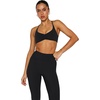 image:imageLASLULU Womens Sexy Sports Bra Padded Strappy Back Gym Bra Adjustable  Cute Halter Criss Cross Back Micro Sport BraRuched DecorLow ImpactAthletic Activewear Topsfor Workout Yoga Pilates GymBlack