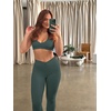 image:imageLASLULU Womens Sexy Sports Bra Padded Strappy Back Gym Bra Adjustable  Cute Halter Criss Cross Back Micro Sport BraRuched DecorLow ImpactAthletic Activewear Topsfor Workout Yoga Pilates GymForest Green
