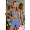 image:imageLASLULU Womens Sexy Sports Bra Padded Strappy Back Gym Bra Adjustable  Cute Halter Criss Cross Back Micro Sport BraRuched DecorLow ImpactAthletic Activewear Topsfor Workout Yoga Pilates GymSky Blue