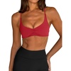 image:imageLASLULU Womens Sexy Sports Bra Padded Strappy Back Gym Bra Adjustable  Cute Halter Criss Cross Back Micro Sport BraRuched DecorLow ImpactAthletic Activewear Topsfor Workout Yoga Pilates GymRed