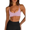 image:imageLASLULU Womens Sexy Sports Bra Padded Strappy Back Gym Bra Adjustable  Cute Halter Criss Cross Back Micro Sport BraRuched DecorLow ImpactAthletic Activewear Topsfor Workout Yoga Pilates GymLight Pink