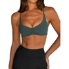 image:imageLASLULU Womens Sexy Sports Bra Padded Strappy Back Gym Bra Adjustable  Cute Halter Criss Cross Back Micro Sport BraRuched DecorLow ImpactAthletic Activewear Topsfor Workout Yoga Pilates GymForest Green
