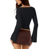 image:imageLASLULU Womens Bell Long Sleeve Top Boat Neck Shirts XSXL  Flare SleeveSlim Fitted Basic TopCropGoing Out TopsWorkoutAthleticYoga2026 TrendyY2KCasualCute Fall Winter TopBlack