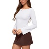 image:imageLASLULU Womens Bell Long Sleeve Top Boat Neck Shirts XSXL  Flare SleeveSlim Fitted Basic TopCropGoing Out TopsWorkoutAthleticYoga2026 TrendyY2KCasualCute Fall Winter TopWhite