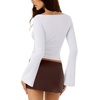 image:imageLASLULU Womens Bell Long Sleeve Top Boat Neck Shirts XSXL  Flare SleeveSlim Fitted Basic TopCropGoing Out TopsWorkoutAthleticYoga2026 TrendyY2KCasualCute Fall Winter TopWhite