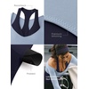 image:imageLASLULU Womens Colorblock Padded Long Sleeve Workout Tops Pilates Yoga Gym  Off the ShoulderBuilt in BraV NeckRacerbackLayeredTwoinOne PieceAthletic Activewear Ballet TopCute Going Out TopsBlue