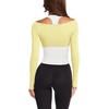 image:imageLASLULU Womens Colorblock Padded Long Sleeve Workout Tops Pilates Yoga Gym  Off the ShoulderBuilt in BraV NeckRacerbackLayeredTwoinOne PieceAthletic Activewear Ballet TopCute Going Out TopsButter Yellow
