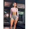 image:imageLASLULU Womens Long Sleeve Workout Crop Top Open Back Slim Shirt  High Neck CrewneckBacklessAthletic Gym Yoga Pilates TopsFitted TightDance Sport TopSexy CuteGoing Out TopPink
