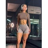 image:imageLASLULU Womens Long Sleeve Workout Crop Top Open Back Slim Shirt  High Neck CrewneckBacklessAthletic Gym Yoga Pilates TopsFitted TightDance Sport TopSexy CuteGoing Out TopCoffee