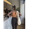 image:imageLASLULU Womens Long Sleeve Workout Crop Top Open Back Slim Shirt  High Neck CrewneckBacklessAthletic Gym Yoga Pilates TopsFitted TightDance Sport TopSexy CuteGoing Out TopCoffee