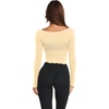 image:imageLASLULU Womens Semi Sheer Square Neck Long Sleeve Workout Tops Wrap Top  See Through FabricLettuce EdgeReversible NecklineFitted Athletic Shirtsfor Ballet Yoga PilatesLayering Over Workout SetsLemon Yellow
