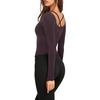 image:imageLASLULU Womens Semi Sheer Square Neck Long Sleeve Workout Tops Wrap Top  See Through FabricLettuce EdgeReversible NecklineFitted Athletic Shirtsfor Ballet Yoga PilatesLayering Over Workout SetsPurplish Brown