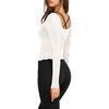 image:imageLASLULU Womens Semi Sheer Square Neck Long Sleeve Workout Tops Wrap Top  See Through FabricLettuce EdgeReversible NecklineFitted Athletic Shirtsfor Ballet Yoga PilatesLayering Over Workout SetsWhite