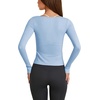 image:imageLASLULU Womens Tie Front Pilates Wrap Tops Long Sleeve Shrug Cardigan  Tie Front Wrap Shrug Top with Sexy V NeckLong Sleeve Workout Bolero Cardigan for PilatesYogaBalletGym Daily WearLight Blue