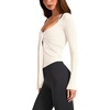 image:imageLASLULU Womens Tie Front Pilates Wrap Tops Long Sleeve Shrug Cardigan  Tie Front Wrap Shrug Top with Sexy V NeckLong Sleeve Workout Bolero Cardigan for PilatesYogaBalletGym Daily WearBeige