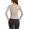 image:imageLASLULU Womens Tie Front Pilates Wrap Tops Long Sleeve Shrug Cardigan  Tie Front Wrap Shrug Top with Sexy V NeckLong Sleeve Workout Bolero Cardigan for PilatesYogaBalletGym Daily WearLight Coffee