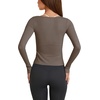 image:imageLASLULU Womens Tie Front Pilates Wrap Tops Long Sleeve Shrug Cardigan  Tie Front Wrap Shrug Top with Sexy V NeckLong Sleeve Workout Bolero Cardigan for PilatesYogaBalletGym Daily WearCoffee